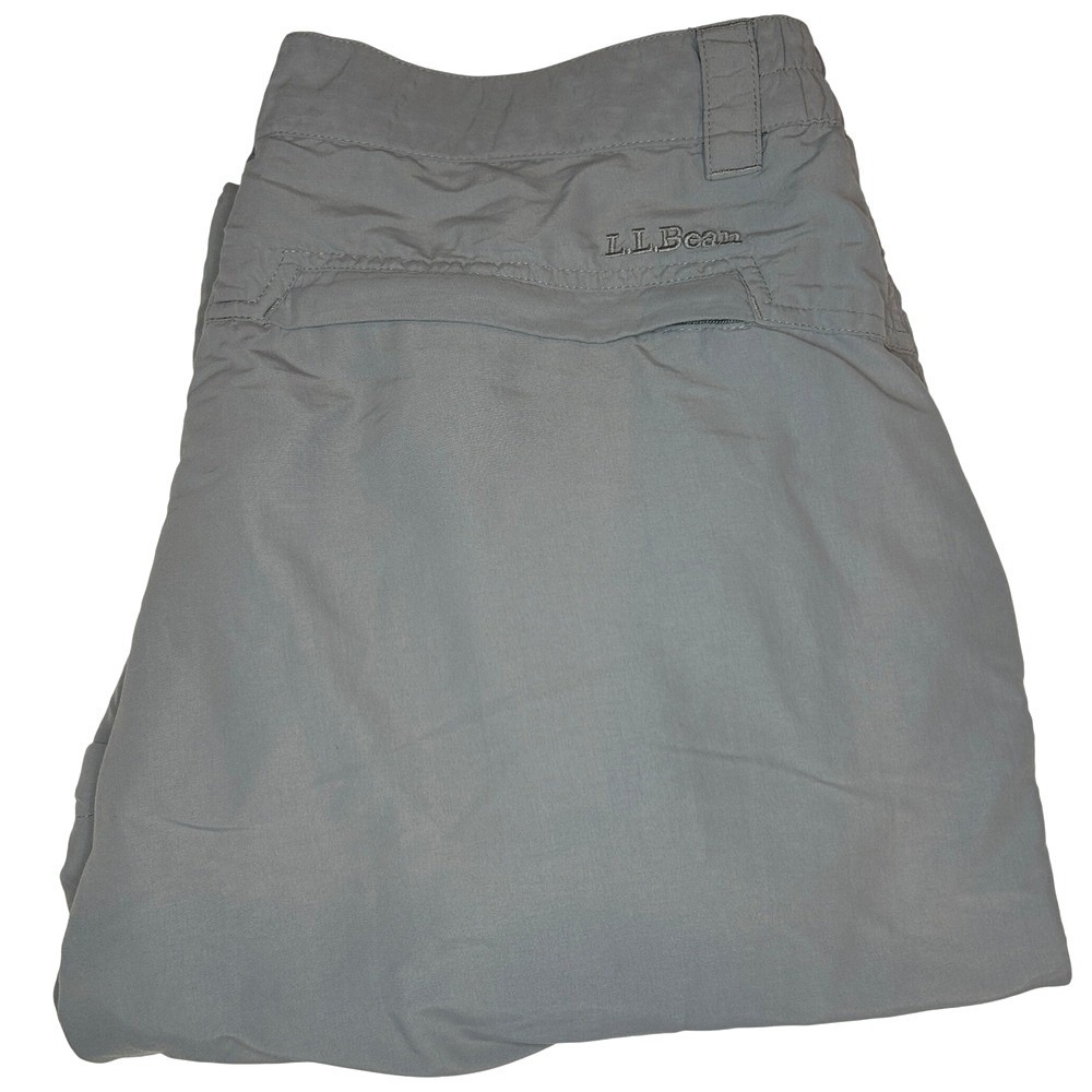 LL Bean Convertible Hiking Pants Large Reg 34x30 Gray No Fly Zone Zip Off Cargo